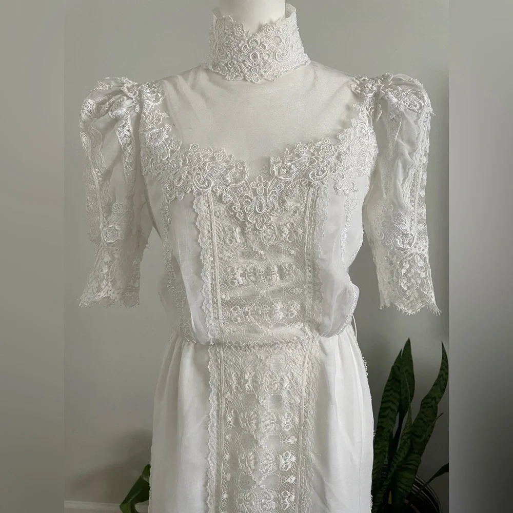 Vintage 70s Handmade Cottage-core/Prairie/Boho Wedding Maxi Dress - Picture 2 of 9